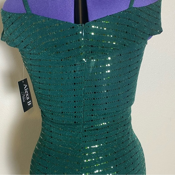 Alexa B Nite green sparkle long dress size 4 - Picture 6 of 9